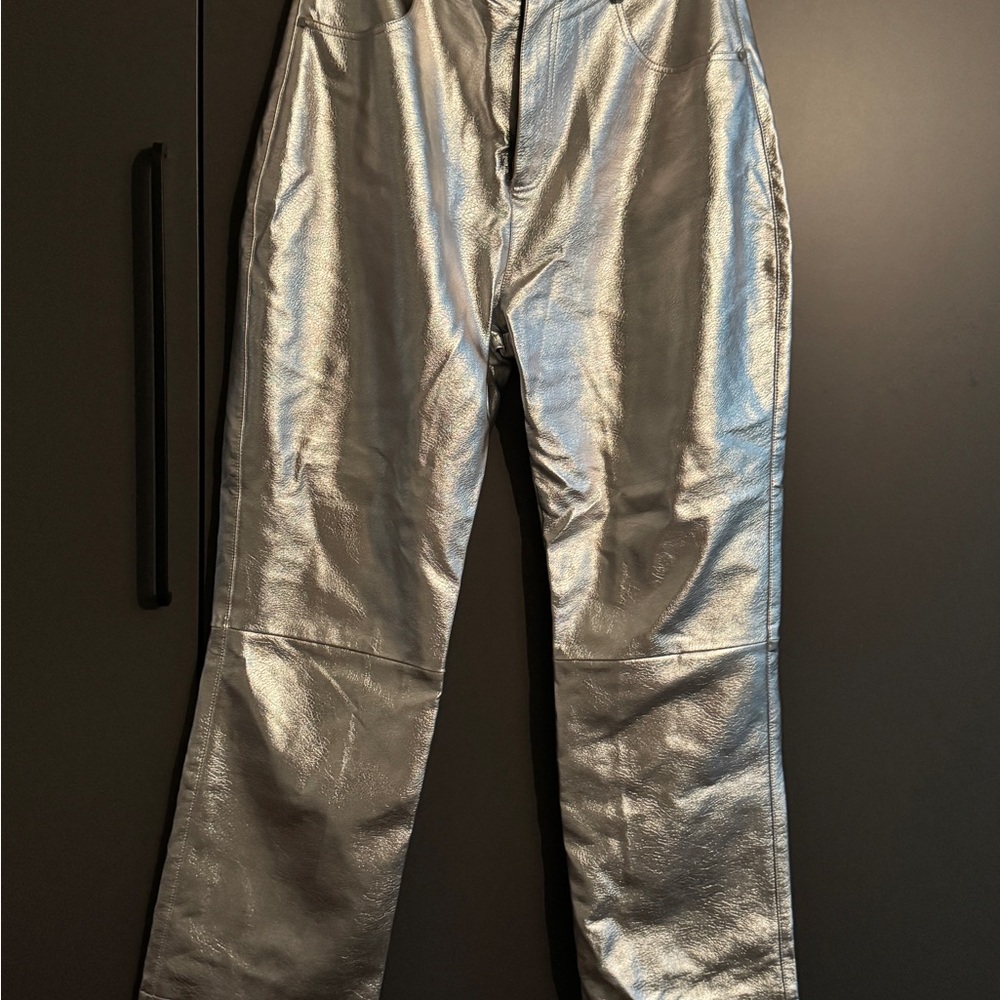 Nasty Gal Shimmering Silver Trousers